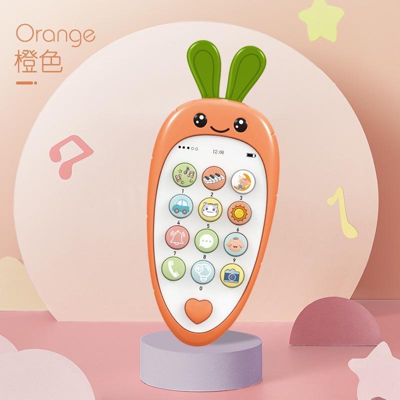 Baby Girls Boys Cartoon Radish Simulation Mobile Phone Toy Children Music Early Education Story Machine Bilingual Learning Toy