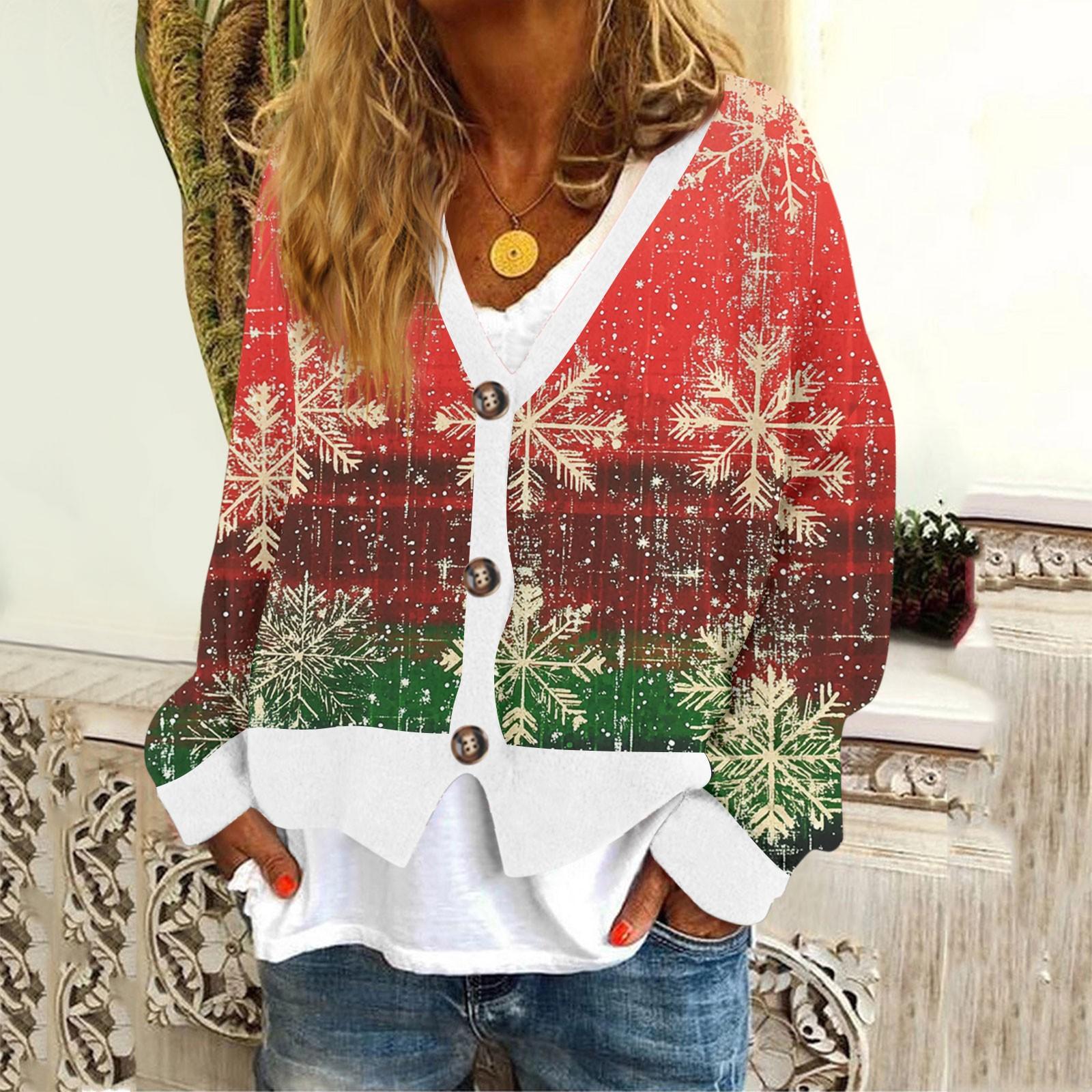 

Женское модное короткое пальто, повседневное, с длинным рукавом, с рождественским принтом, однобортный плюшевый топ XXL