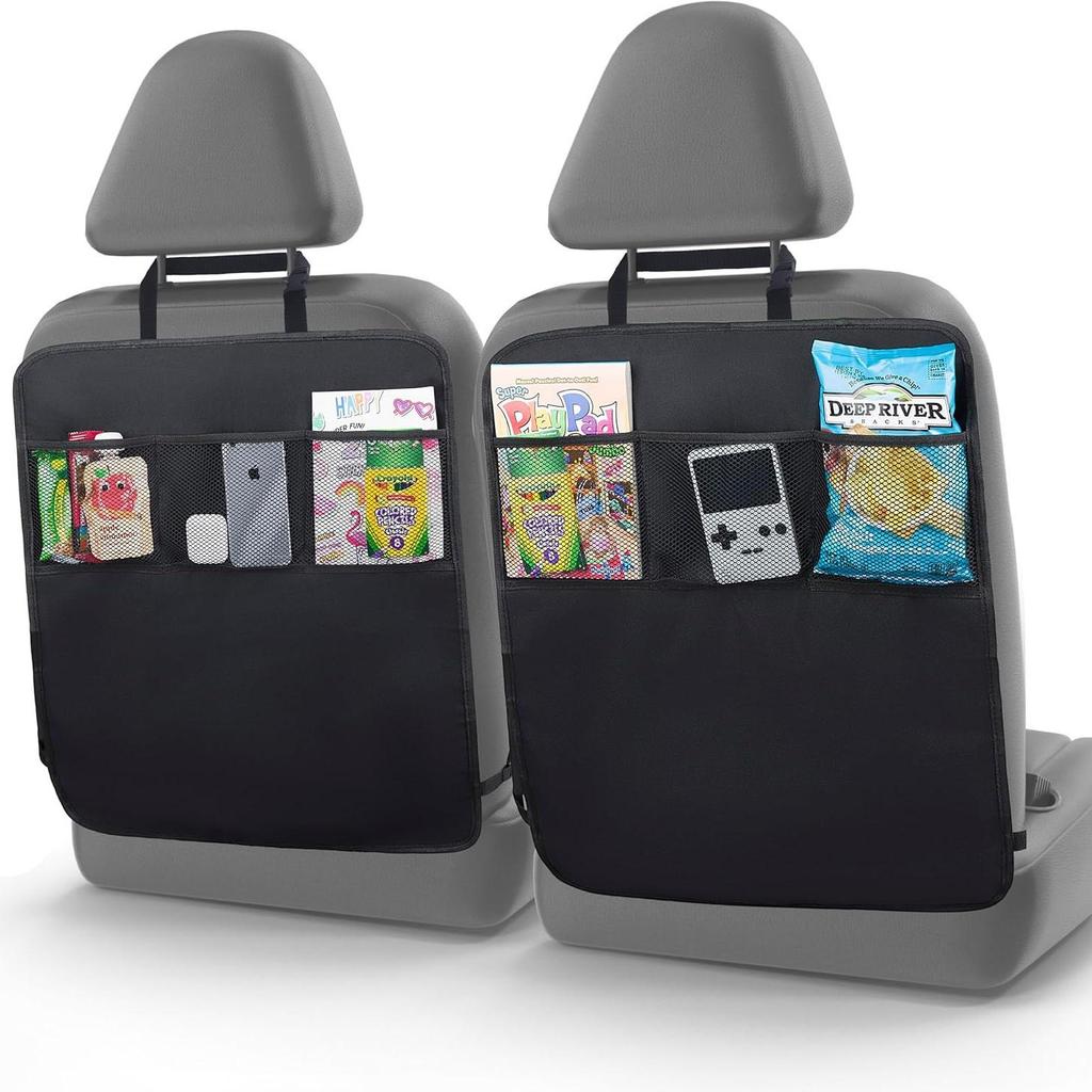 Car Seat Kick Mat & Organizer for Children: Anti-Stain Protective Back Pad