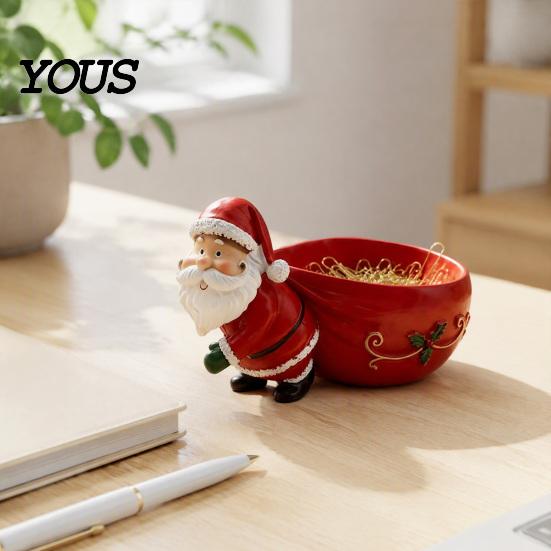 Christmas Themed Home Accent Santa Claus Candy Bowl, Resin Desktop Organizer, Decorative Fruit Dish, Storage Tray Creative Bowl for Tabletop