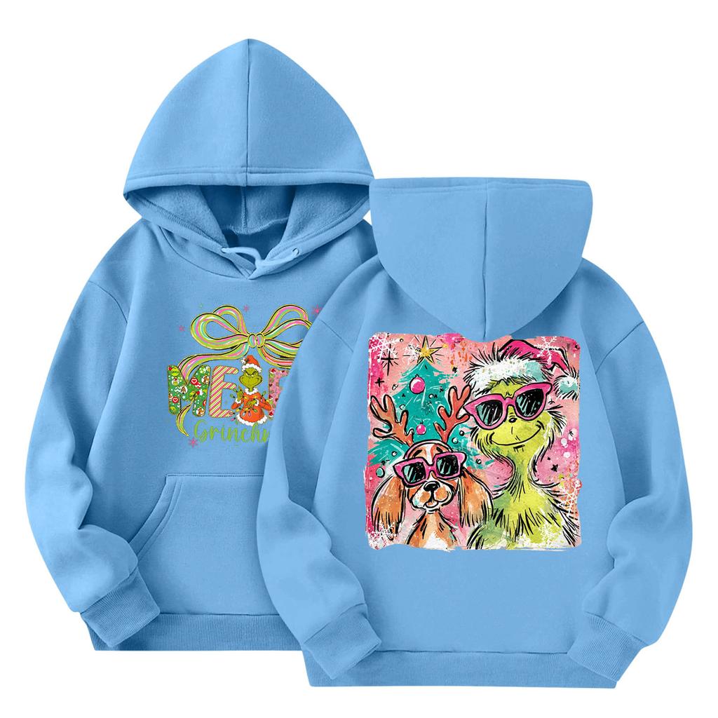 Barne Mote Lett Langermet Genser Med Lommer Trykk Hettegenser