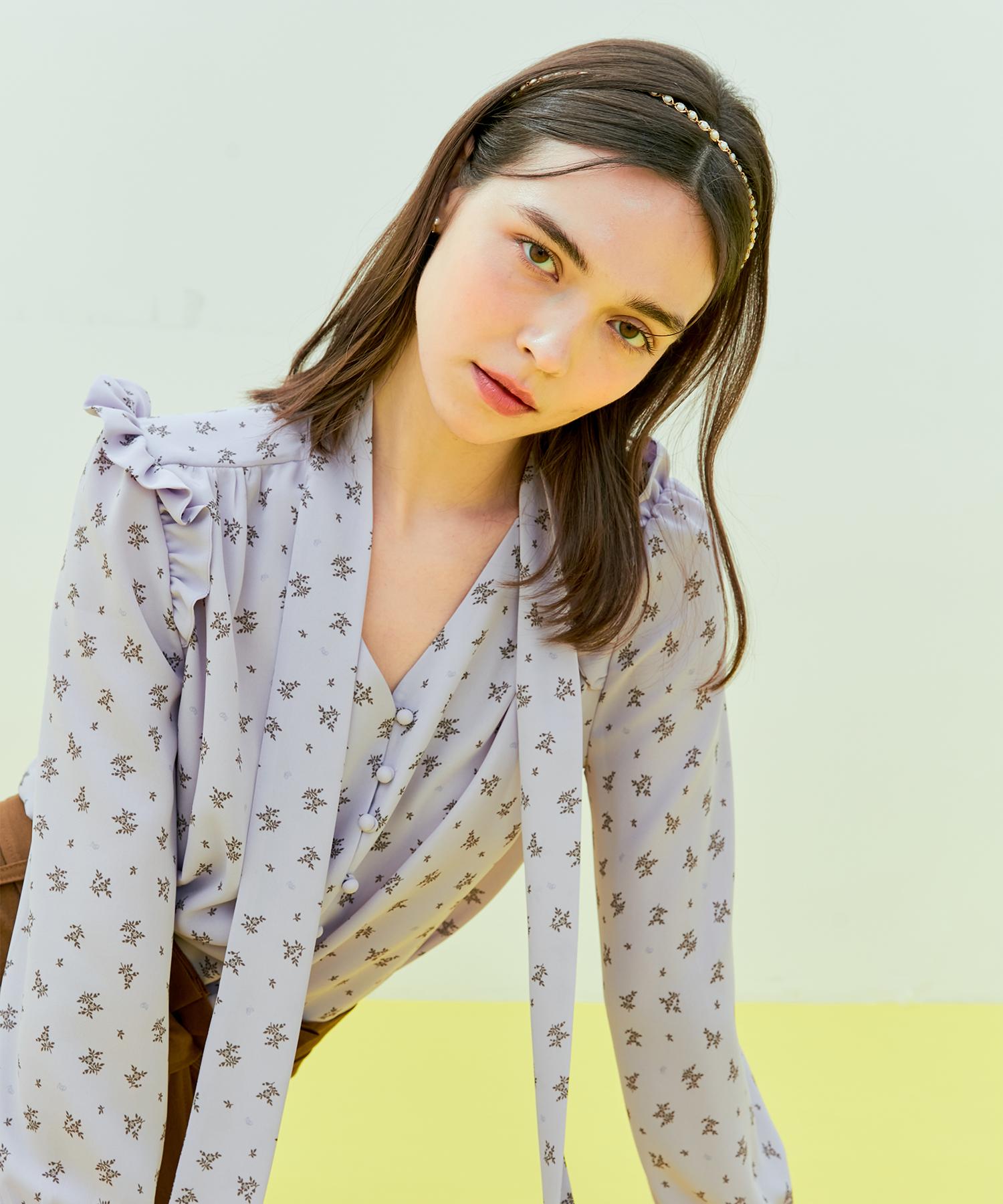 Near And Dear Floral Print Tie Blouse_Purple Free