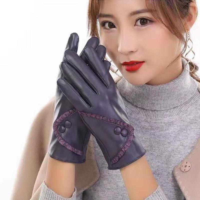 Men's and Women's Thick Plus Velvet Leather Gloves: Windproof, Non-slip for Cycling and Motorcycling