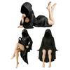 Gothic Bookshelf Sculpture Sexy Black Robe Female Figure Resin Spooky Woman Figurine for Halloween Desktop Decoration