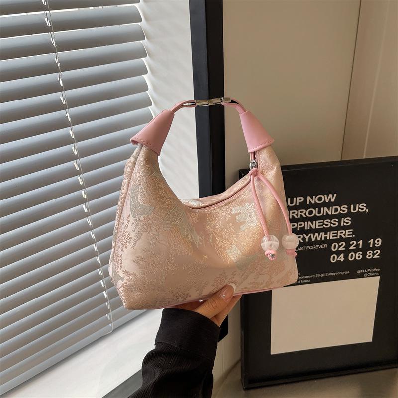 

2025 Women s High-End Chinese Style Embroidered Crossbody Dumpling Bag 22*11*17 cm розовый