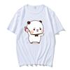 Couple Bubu Is Throwing Flip-flops At Dudu T-shirt Funny Valentines Day Clothes Cute Panda Bear Bubu Dudu Tops Y2k Cotton Tshirt