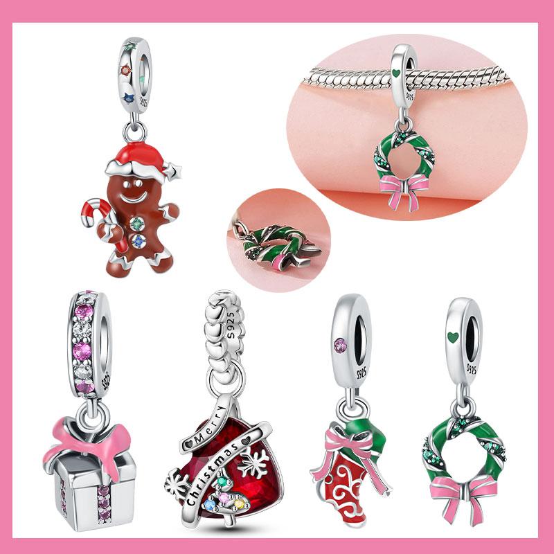 Copper Snowflake Christmas Tree Gift Box Charms Beads Brand Bracelet Exquisite Diy Jewelry Making Women'S Gift