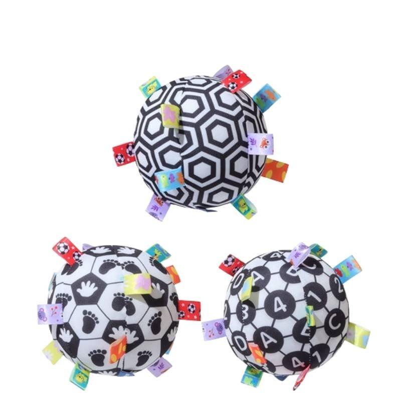 Aipinqi Soft Plush Baby Grasping Rattle Ball Black And White Sensory Early Education Toy