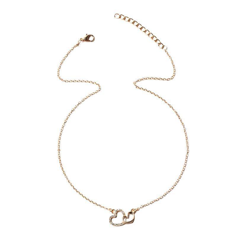 Double love necklace jewelry temperament simple pendant fashion street shot neck chain women's sweater chain