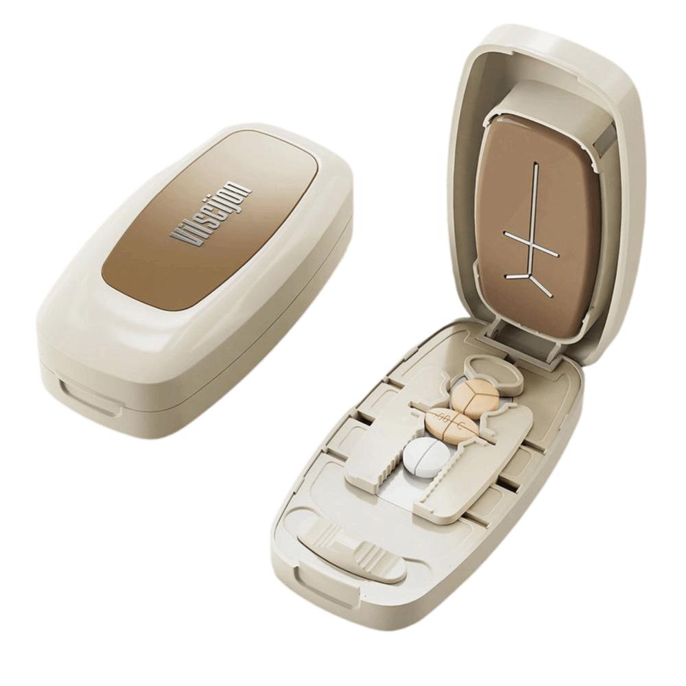 Drug Tablet Pill Divider Storage Box Dustproof Crusher Divider for Small or Large Pills