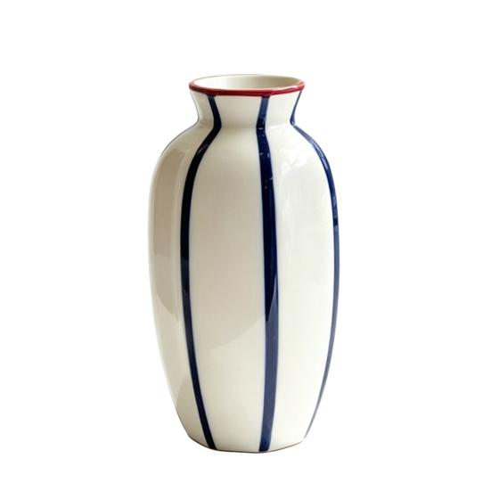 Striped Ceramic Flower Vase, Modern Decorative Vase for Fresh or Dried Flowers, Flower Holder Container for Living Room Table Centerpiece
