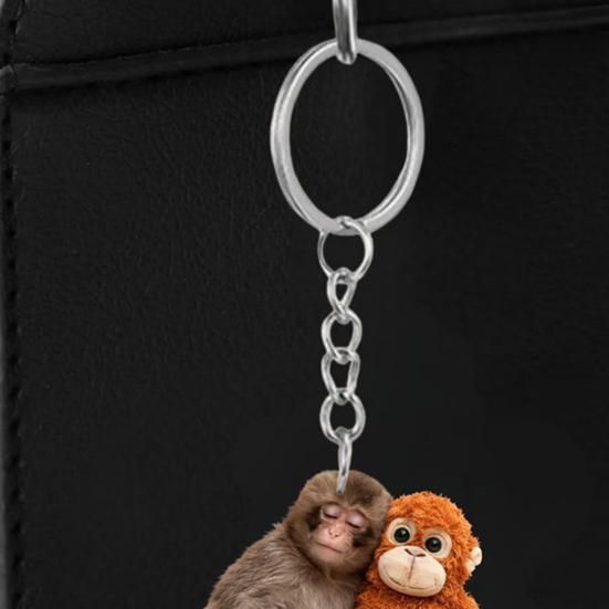 Klíčenka s přívěskem Plácni opici Oboustranný akrylový opičák držící hračku Klíčenka Batoh Kabelka Doplňky