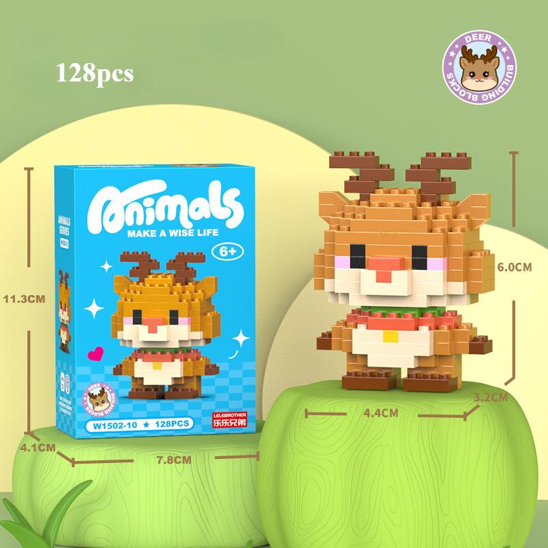 Children Micro Building Block Toy Mini Cartoon Animals Puzzle Assembling Bricks Table Decoration Toys for Kids Christmas Gifts