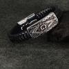 Fashion Titanium Steel Leather Rope Bracelet Men's, Stainless Steel Woven Bracelet Hand Fashion Daily Jewelry Gift Accessories
