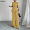Women Sleeveless Vest Tops and Long Pants Casual Two Piece Suit Sets