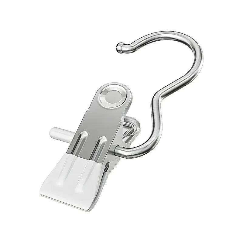 

10pcs Multifunctional Stainless Steel Pants Clip with Double Adhesive Hooks for Home Storage And Clothes Drying