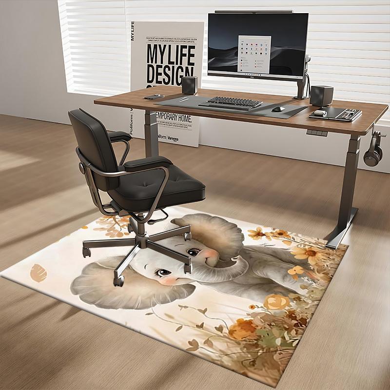1pc Anime Elephant Chair Mat - Cute Cartoon Design, Non-Slip Office Rug for Home Decor, Suitable for All Seasons, Perfect Gift Idea.H046