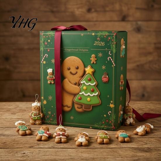 Christmas Advent Calendar 24 Day Countdown 2026 Gingerbread Man Calendar, Decoration for Kids Adults Adults, Festive Holiday Tabletop Tree Ornaments