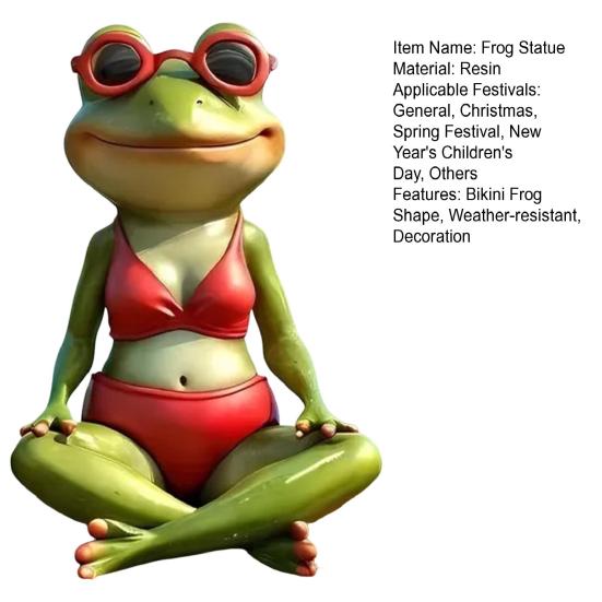 Meditation Bikini Frog Statue Indoor Outdoor Garden Sitting Frog Figurine