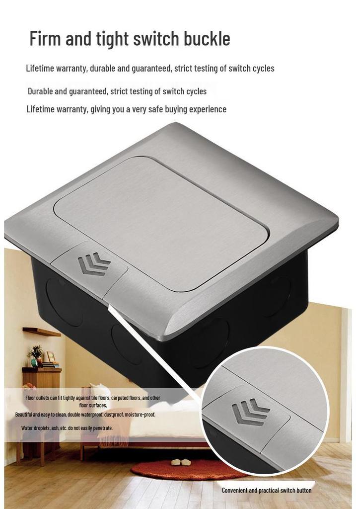 Black Pop-up Floor Socket with Universal Three-hole and USB Connectivity