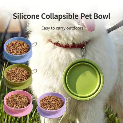 Collapsible Portable Pet Bowl for Outdoor Travel Use Foldable Dog Water Bowl with Carabiner for Food and Water Feeding