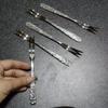 5/10Pcs Multi-Purpose Stainless Steel Fruit Forks, Ice Crack Thickened High-End Dessert Picks, For Family Gatherings And Dining
