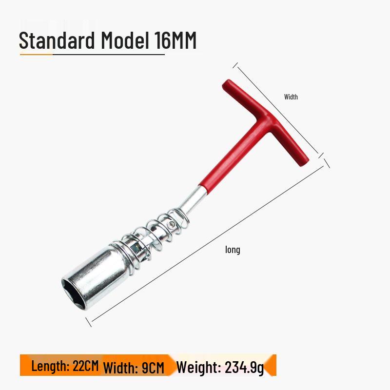 Auto Repair Tools T-Handle Universal Socket with 14mm/16mm/21mm Spark Plug Extensions