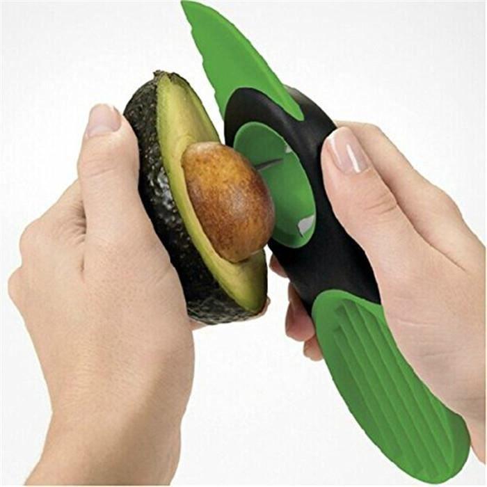 

3-in-1 Avocado Slicer Kitchen Tool Green Fruit Slices Kitchen Slicer Avocado Peeler Skinner Multi-Tool
