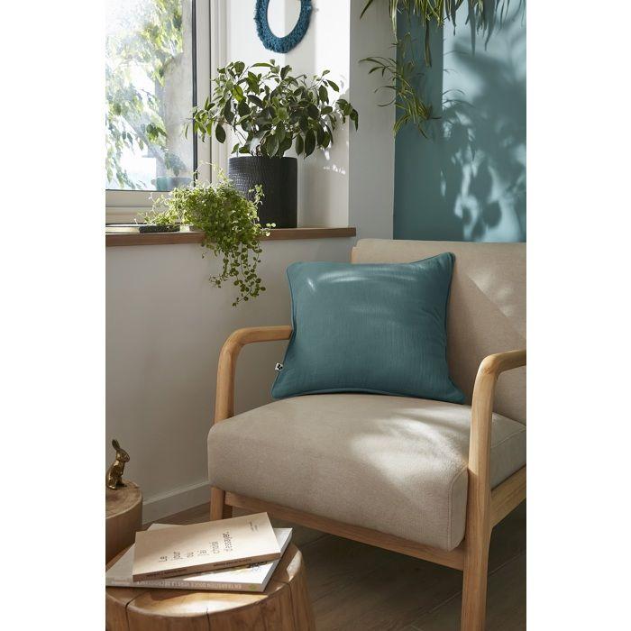 Coussin Déhoussable 45 X 45 Cm GAIA Canard – Gaze De Coton Avec Passepoil Élégant