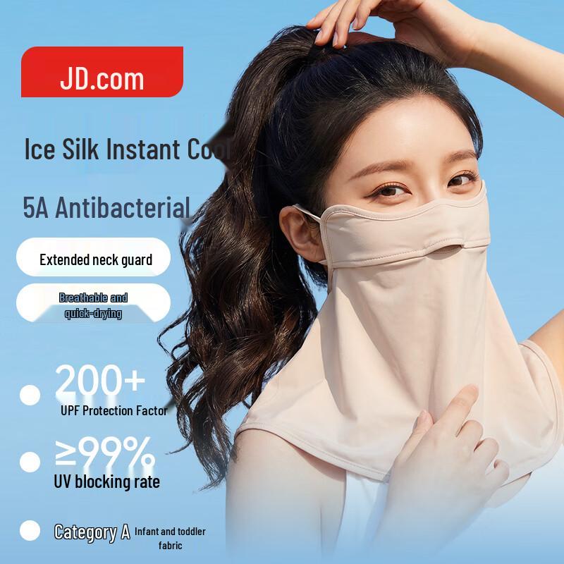 JD Power Sun Protection Ice Silk Face Mask with Neck Guard