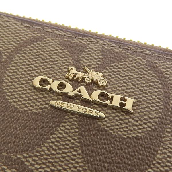 Wallet Long Wallet Outlet with Zipper Strap Leather C4452 CE705 CF218 WOOD [Coach] Women's (KHAKI×RED MULTI2/Beige) [Item]