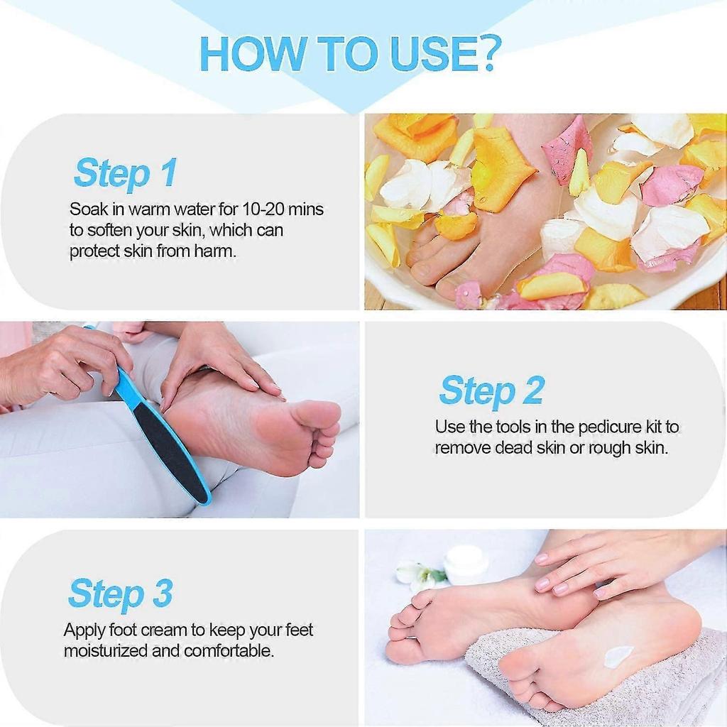 Professional Manicure Foot Scrubber Nail Tools Supplies Set, Foot Exfoliator Scrub Callus Cuticle