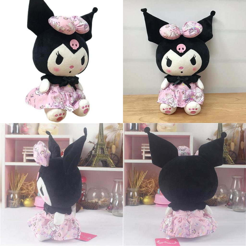 Adorable 20cm Kuromi Character Stuffed Animal With Floral Dress For Anime Fans