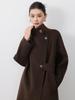 2025 Autumn/Winter Korean Hepburn-Style Wool Coat for Women - Thick, Stand-Collar Cashmere Overcoat