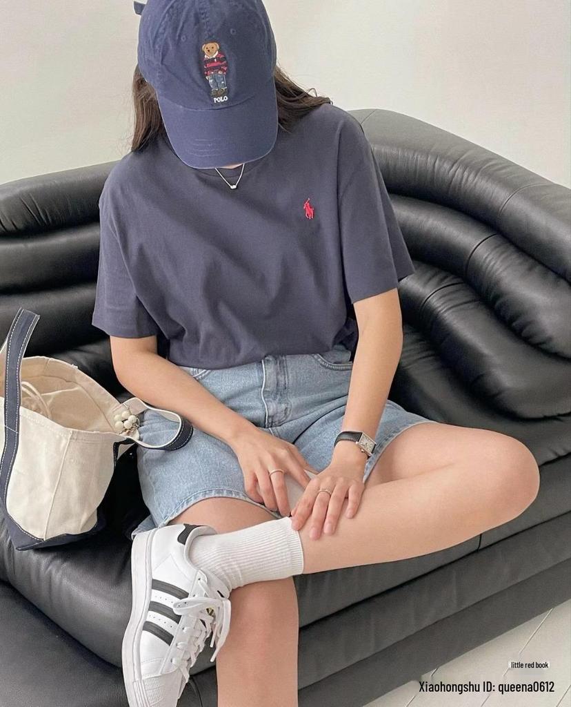 Ralph Lauren 2025 Unisex Casual T-shirt - Little Pony Logo, Round Neck, Short Sleeve.