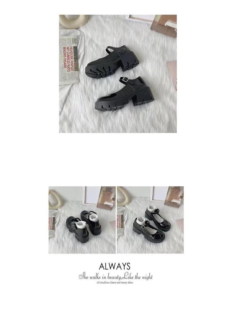 Women's Mary Jane College-Style Slim Leather High Heels with Thick Soles - Lolita JK Uniform Shoes
