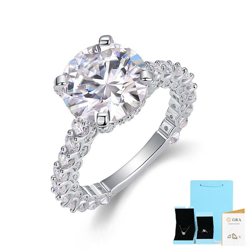 Fashion S925 Silver Ring Children'S Niche, Light Luxury And High Sense Stacking Wearing 5 Carat Moissanite Ring