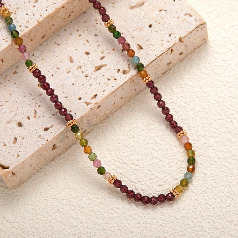 S925 Sterling Silver Natural Tourmaline Garnet Color Treasure Bracelet Female Original Design Fashion Handmade Beads