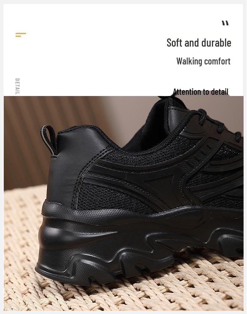 Women's Black Non-Slip Height-Increasing Sports Shoes - Fashionable, Comfortable, Versatile, Thick Sole for Spring/Autumn