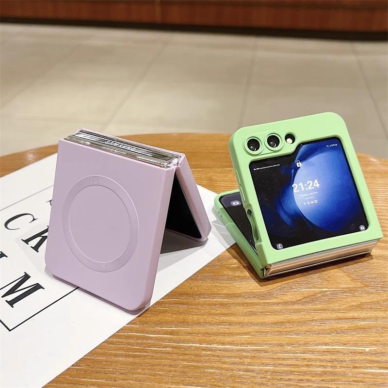 Magsafe Is Suitable for Samsung ZFlip7 Liquid Silicone Mobile Phone Case ZFlip5 Magnetic Suction Hole ZFlip6 Anti Fall