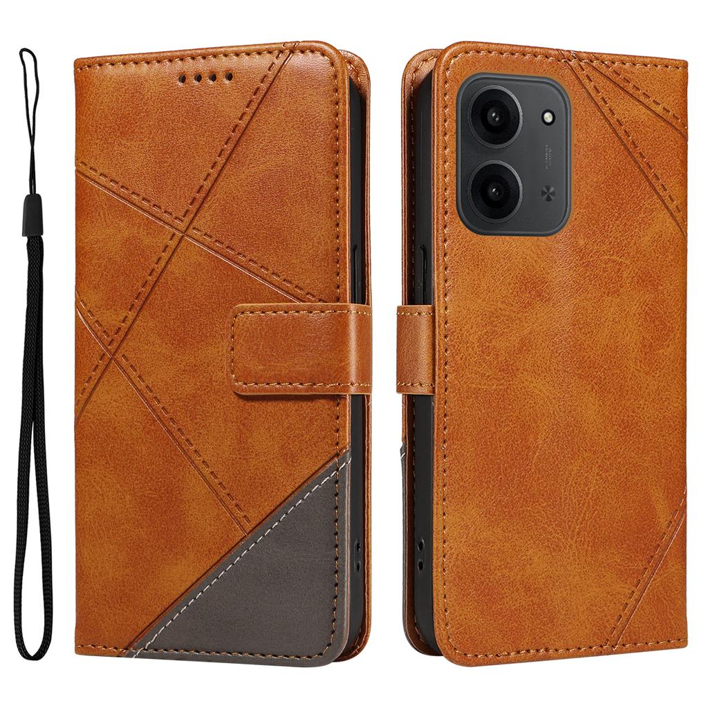 Dla Xiaomi Redmi 15C 4G (173mm) Skórzane etui z geometrycznym wzorem, portfel, etui na telefon z paskiem na nadgarstek