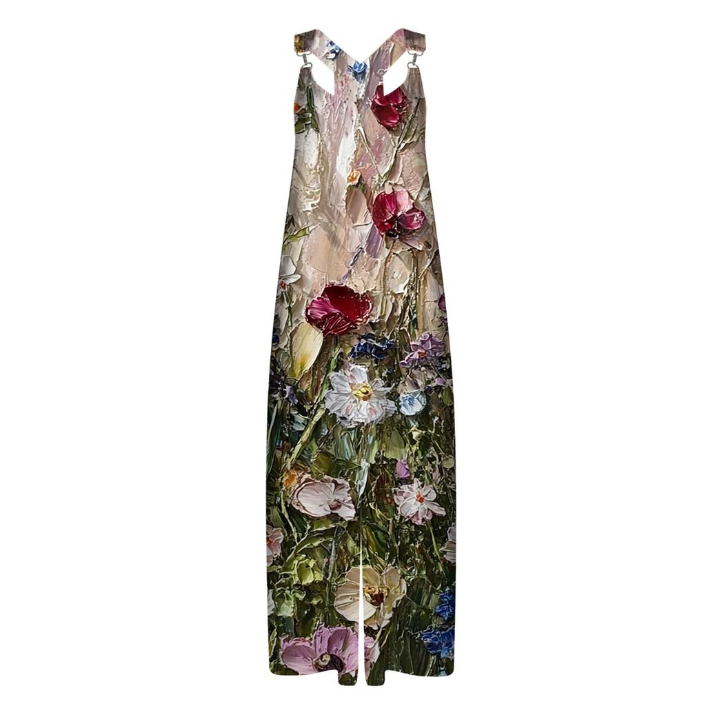 Damen Lockerer Lässiger Einteiler Sommer Jumpsuit mit Blumenmuster