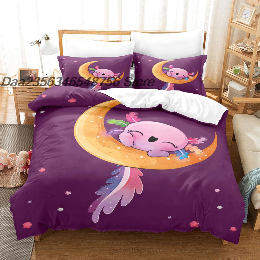 Comforter New Animal Axolotl Bedding Set Single Twin Full Queen King Size Bed Set Aldult Kid Bedroom Duvet Sets Cartoon Bed