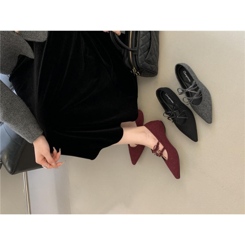 

2025 new pointed inner height increase single shoe bow 39