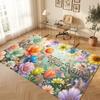 Floral Garden Theme Soft Crystal Velvet Rug Custom Name & Text Print Non Slip Floor Rug for Bedroom Living Room