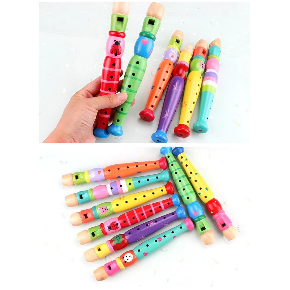 1Pc Wooden Cartoon Flute Children Clarinet 6-Hole Piccolo Baby  Toys Musical Instrument Toys Early Education Enlightenment TMZ