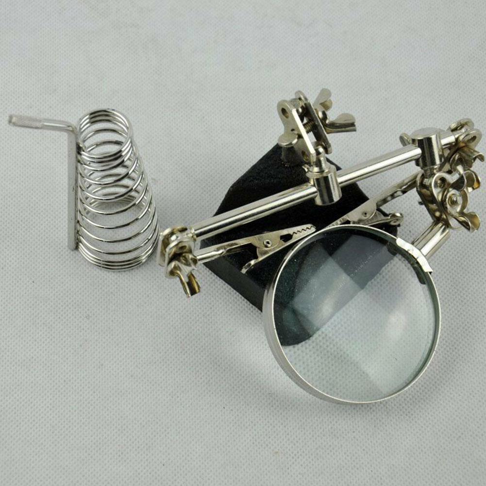 Solder Third Hand Soldering Iron Stand Holder Station Lens Magnifier Help Tools
