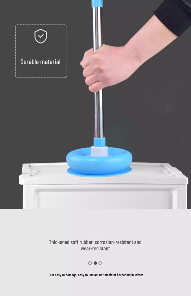 Strong Rubber Sewer Pipe Plunger: Bathroom & Toilet Clog Dredging Tool