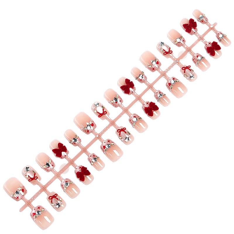 Christmas Bow Tie Velvet Nail Art Stickers - High-End White-Brightening Handmade Fake Nails