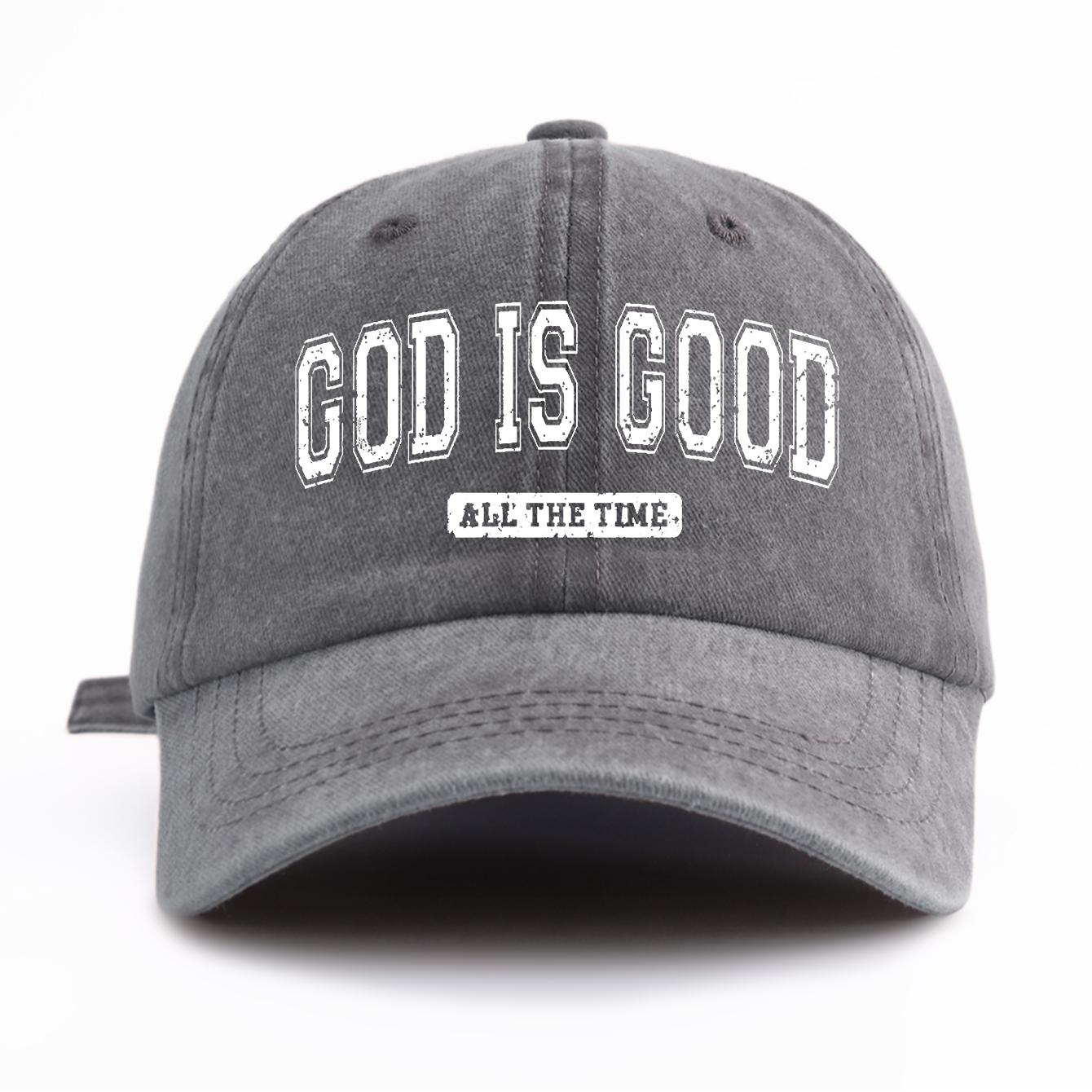 

1pc GOD IS GOOD Print Washed Baseball Cap for Adults Minimalist Retro Style Casual Soft Adjustable Dad Hat Perfect As Gift